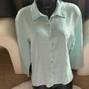 Eileen Fisher Light Green Button-Down Shirt